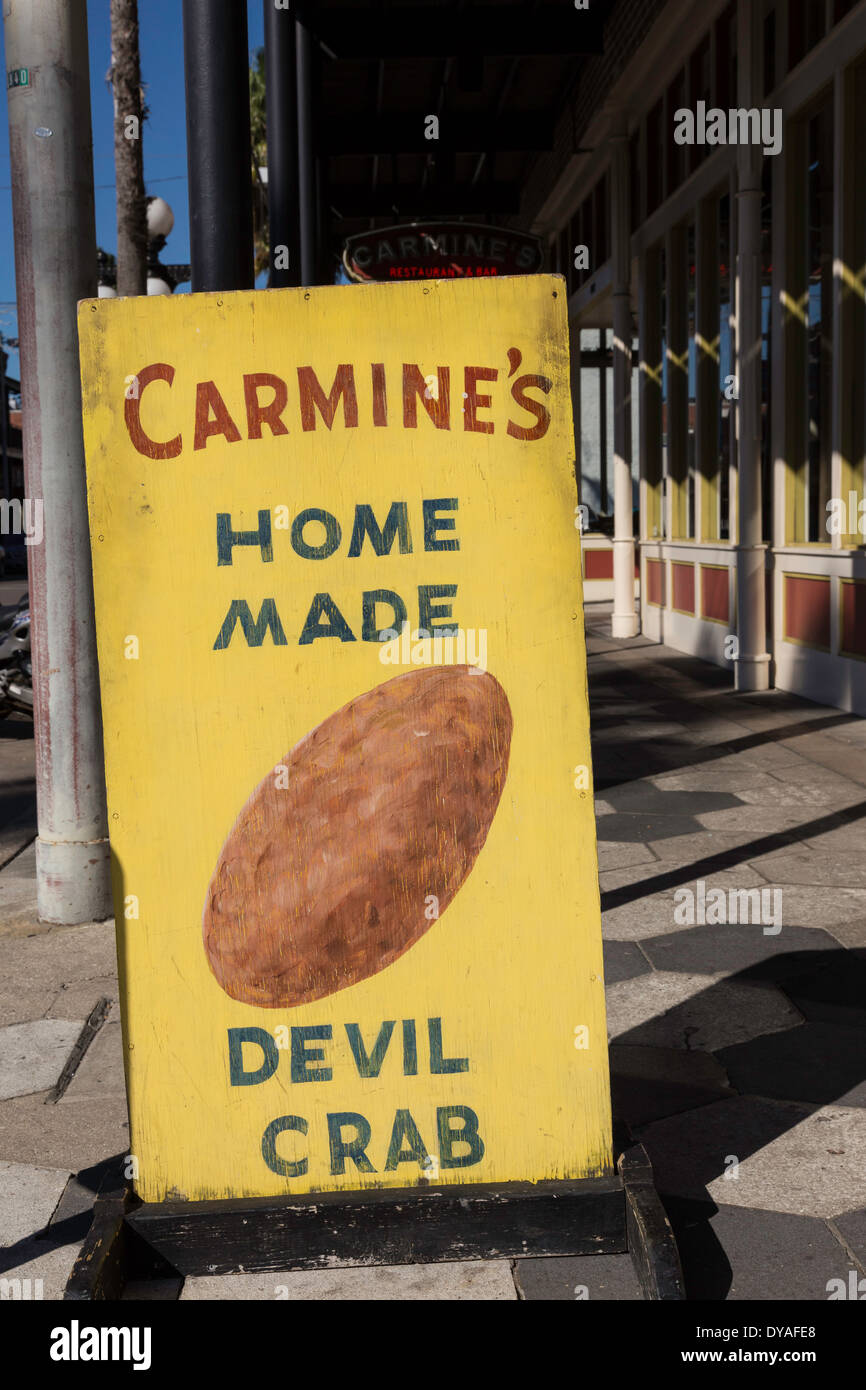 Carmine's Homemade Devil Crab Sign, Ybor City, FL Stock Photo Alamy