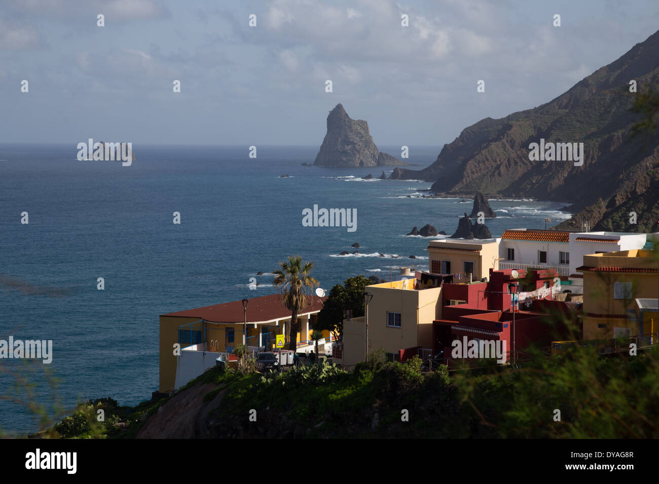 Almaciga and the rocky coastline of northern Tenerife Stock Photo