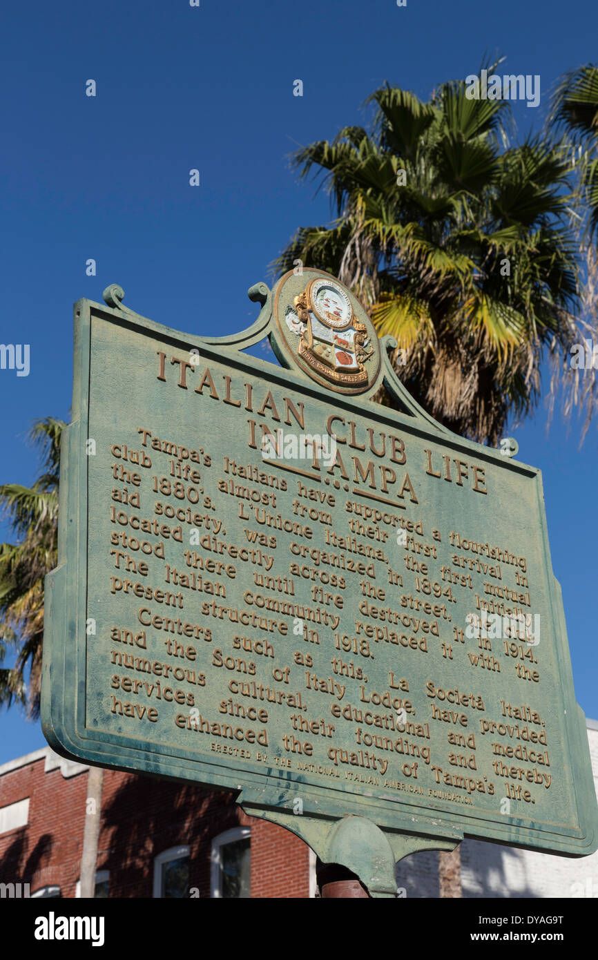 Historical Marker for the Italian Club, Ybor City, FL Stock Photo Alamy