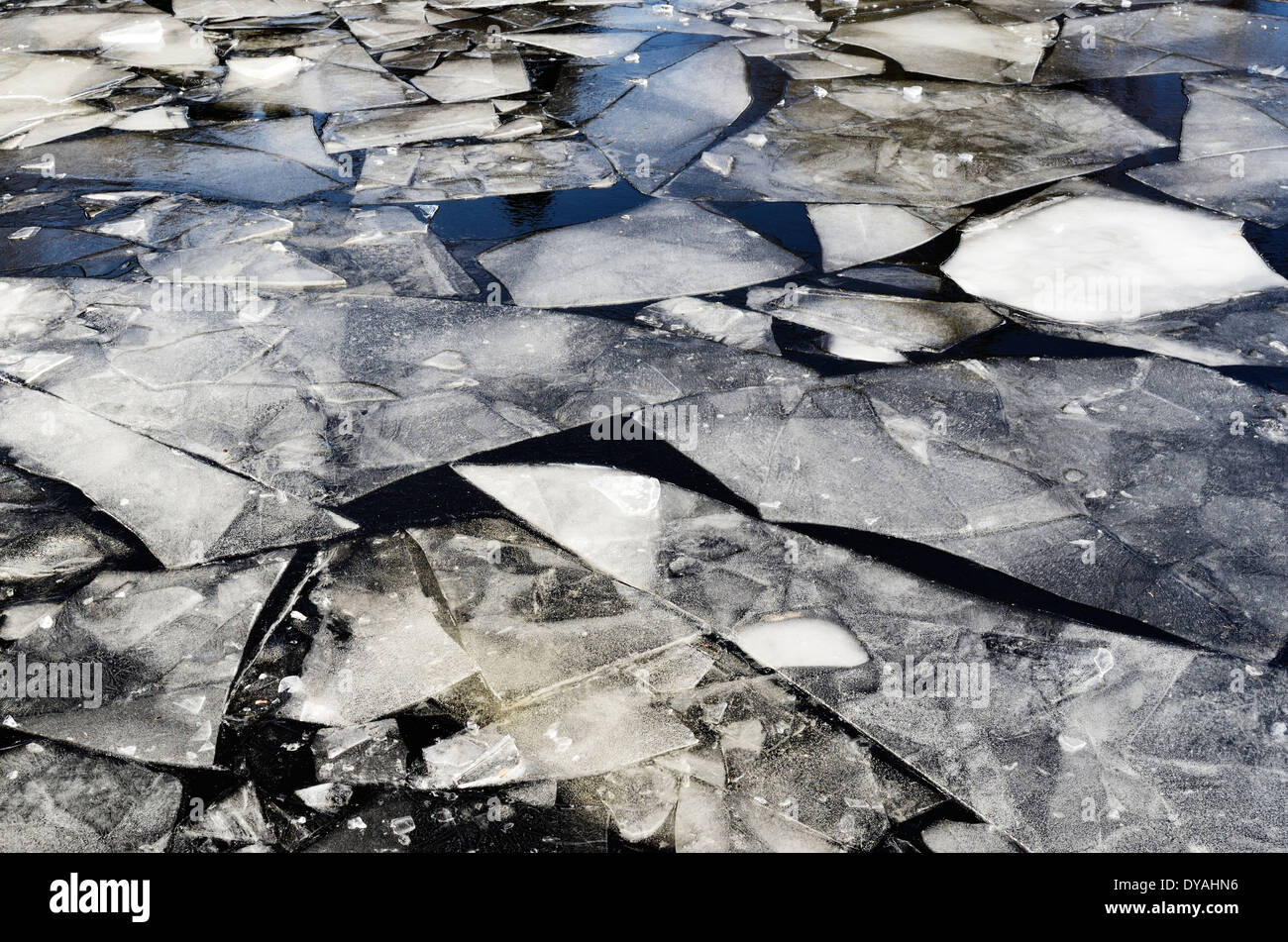 ice-field on the lake in winter, horizontal Stock Photo