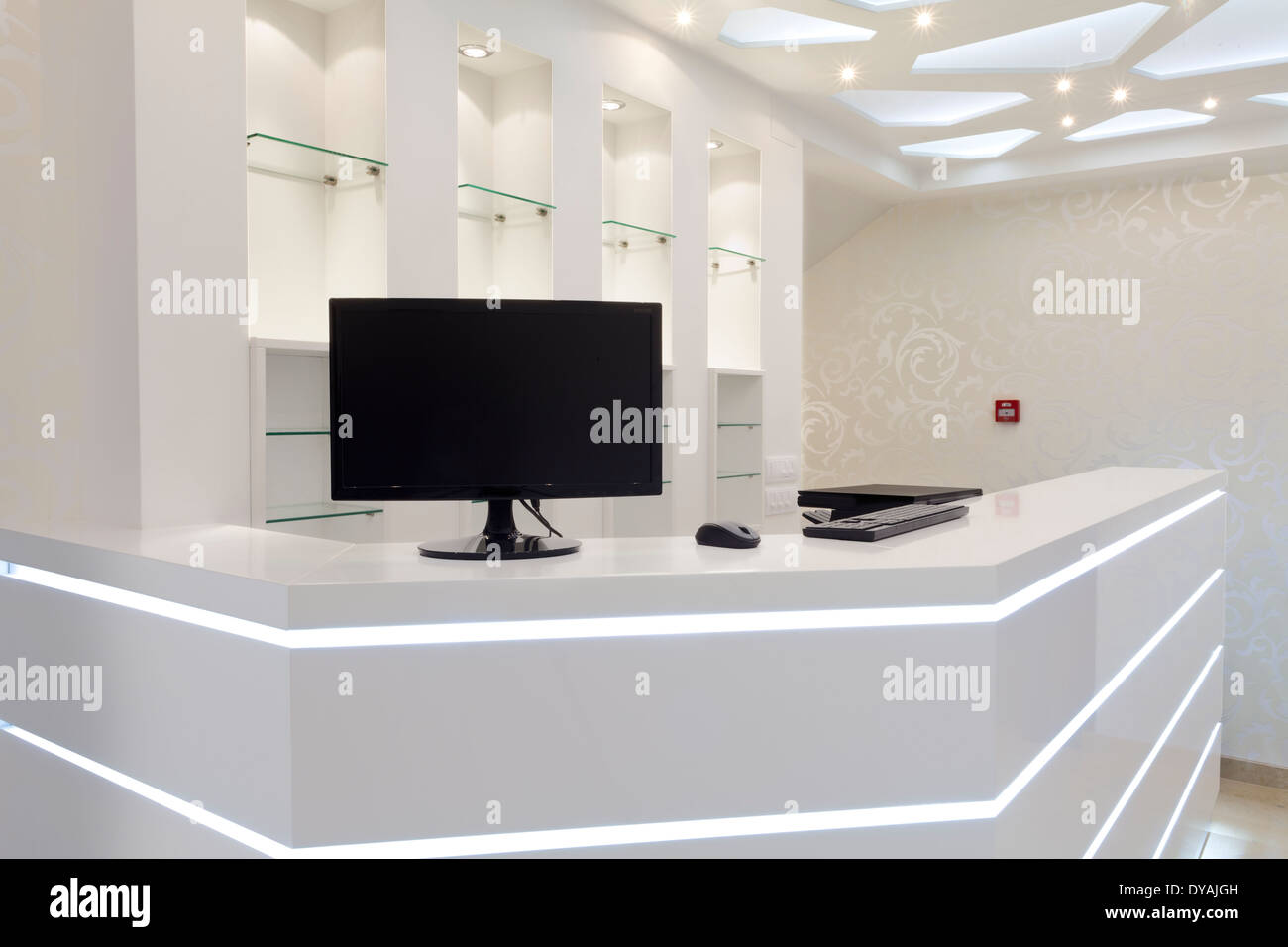 white hotel reception empty space Stock Photo