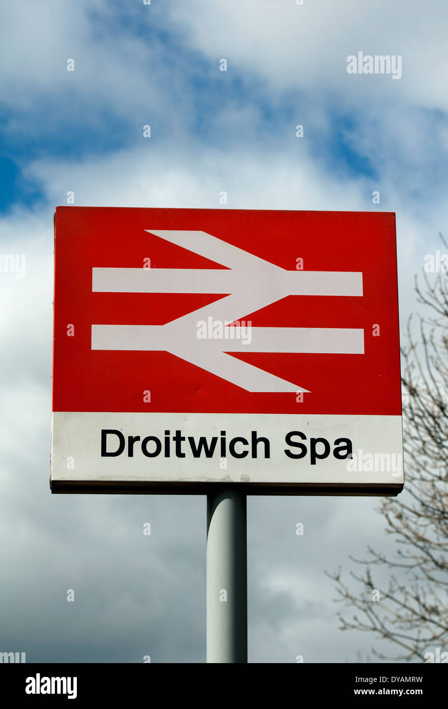 Droitwich Spa railway station sign, Worcestershire, England, UK Stock