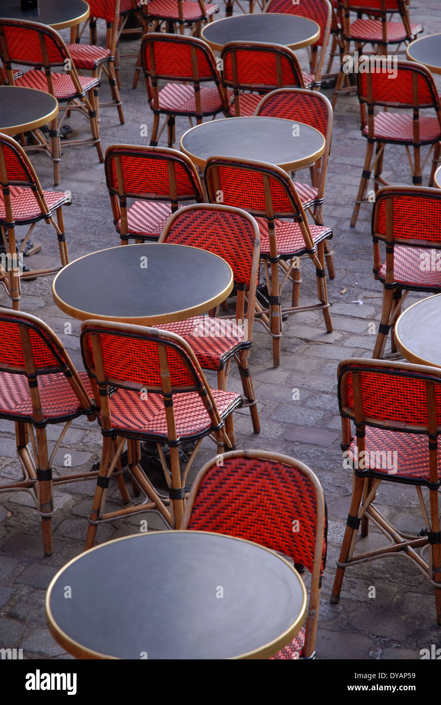 Red Chairs And Tables Parisian Cafe Paris France Stock Photo