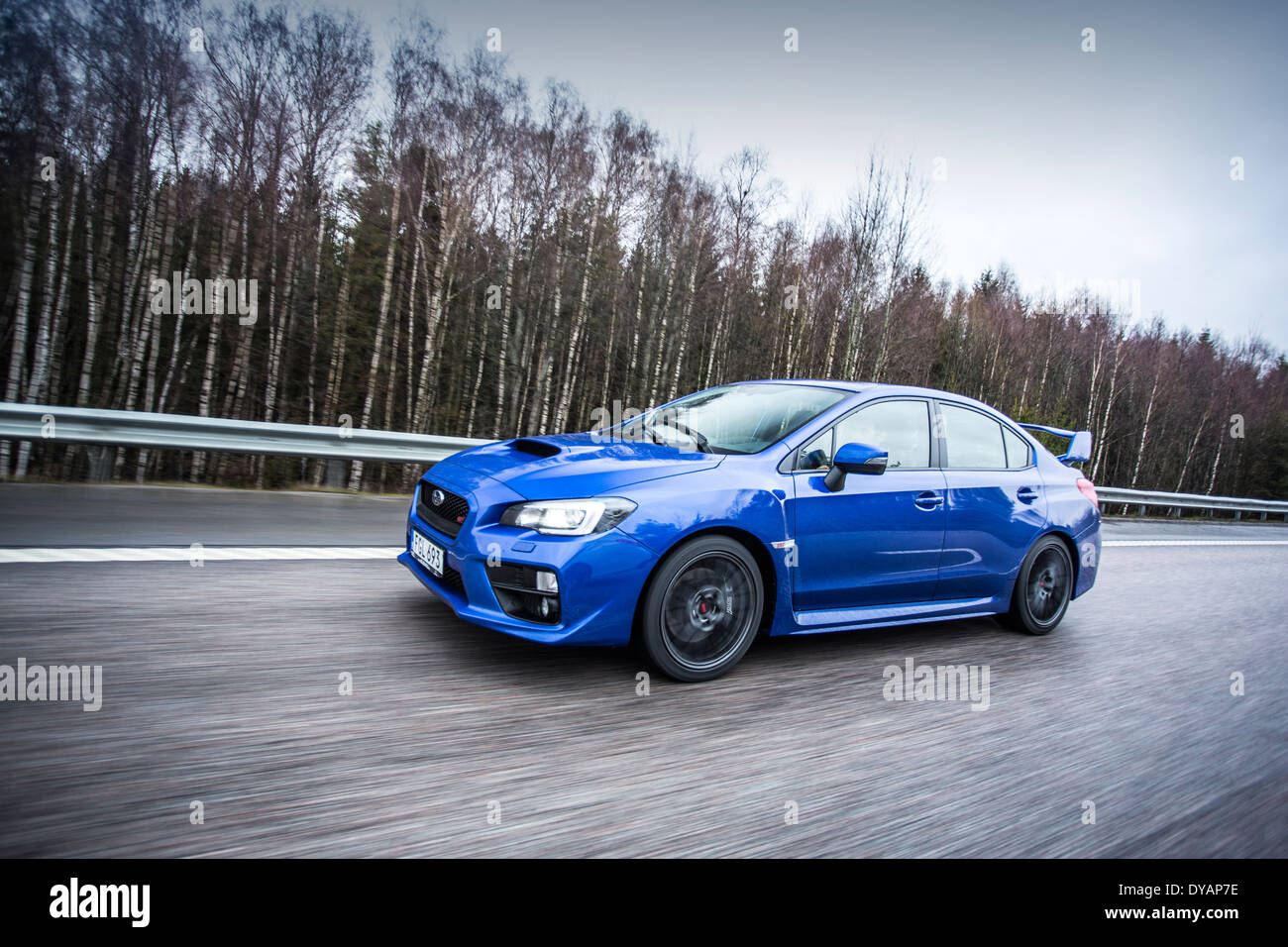 2014 Subaru wrx STI in Blue Stock Photo