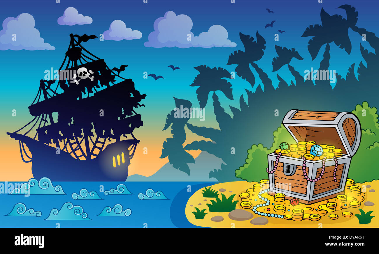 Pirate theme with treasure chest 5 - picture illustration Stock Photo ...