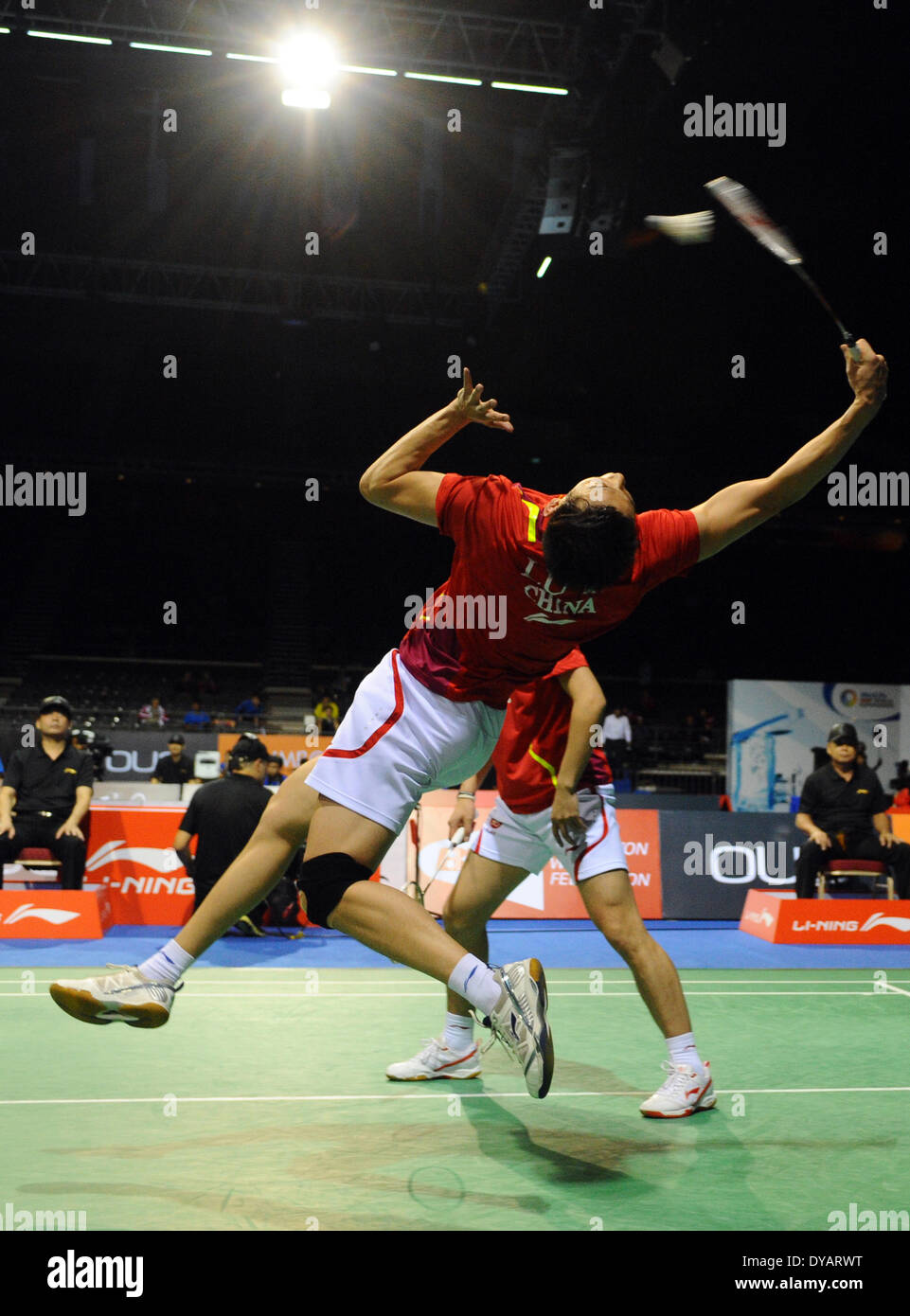 Singapore. 12th Apr, 2014. Cai Yun and Lu Kai (Front) of China compete ...