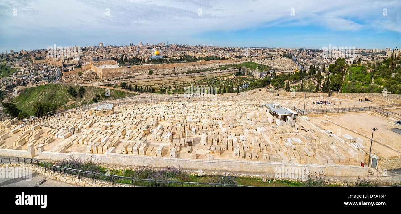 Jewish cemetery on Mount of Olives Stock Photo