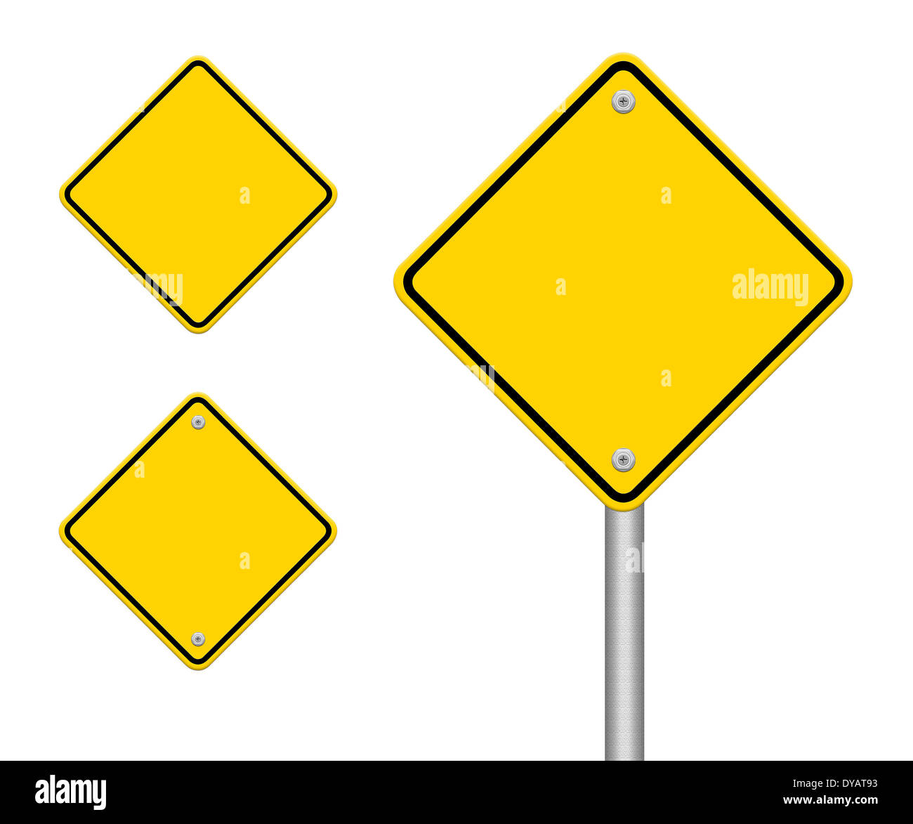 Blank yellow road sign on white background Stock Photo - Alamy