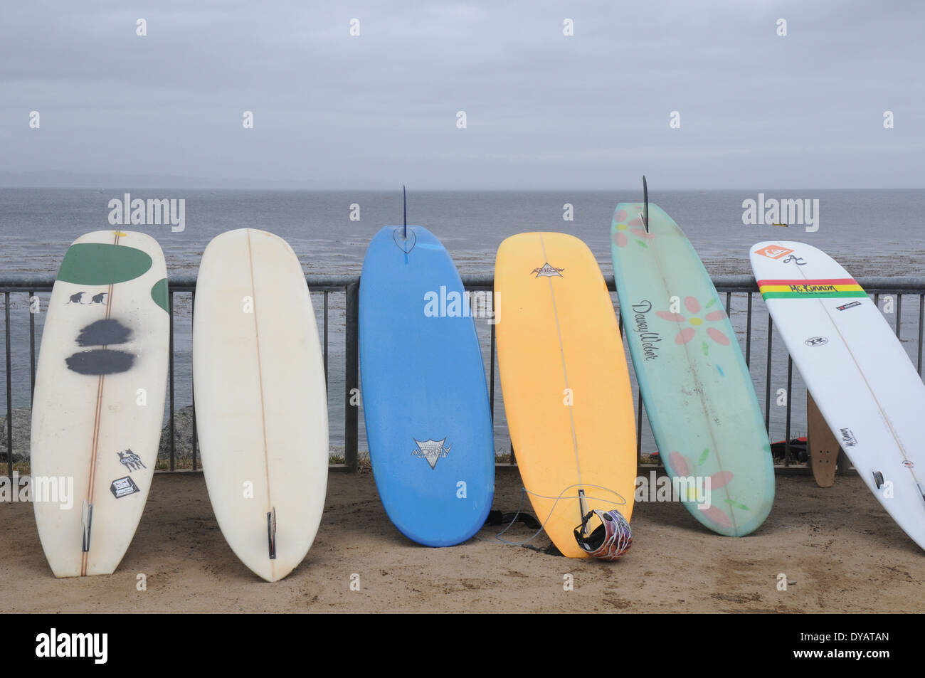 longboard surfboards in santa cruz california Stock Photo