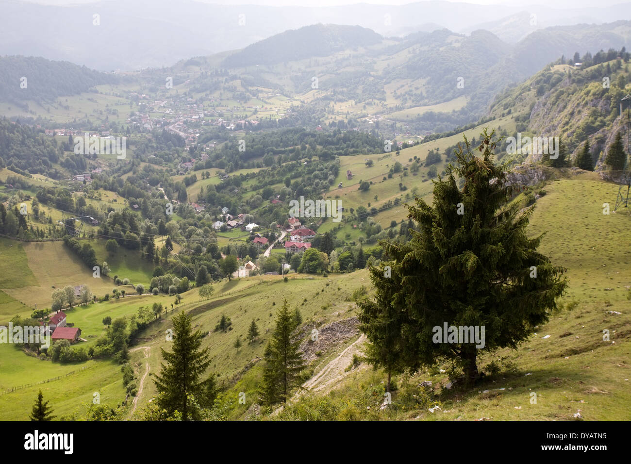 summer mountain beautiful rural landscape of Romanian Carpathians Stock Photo
