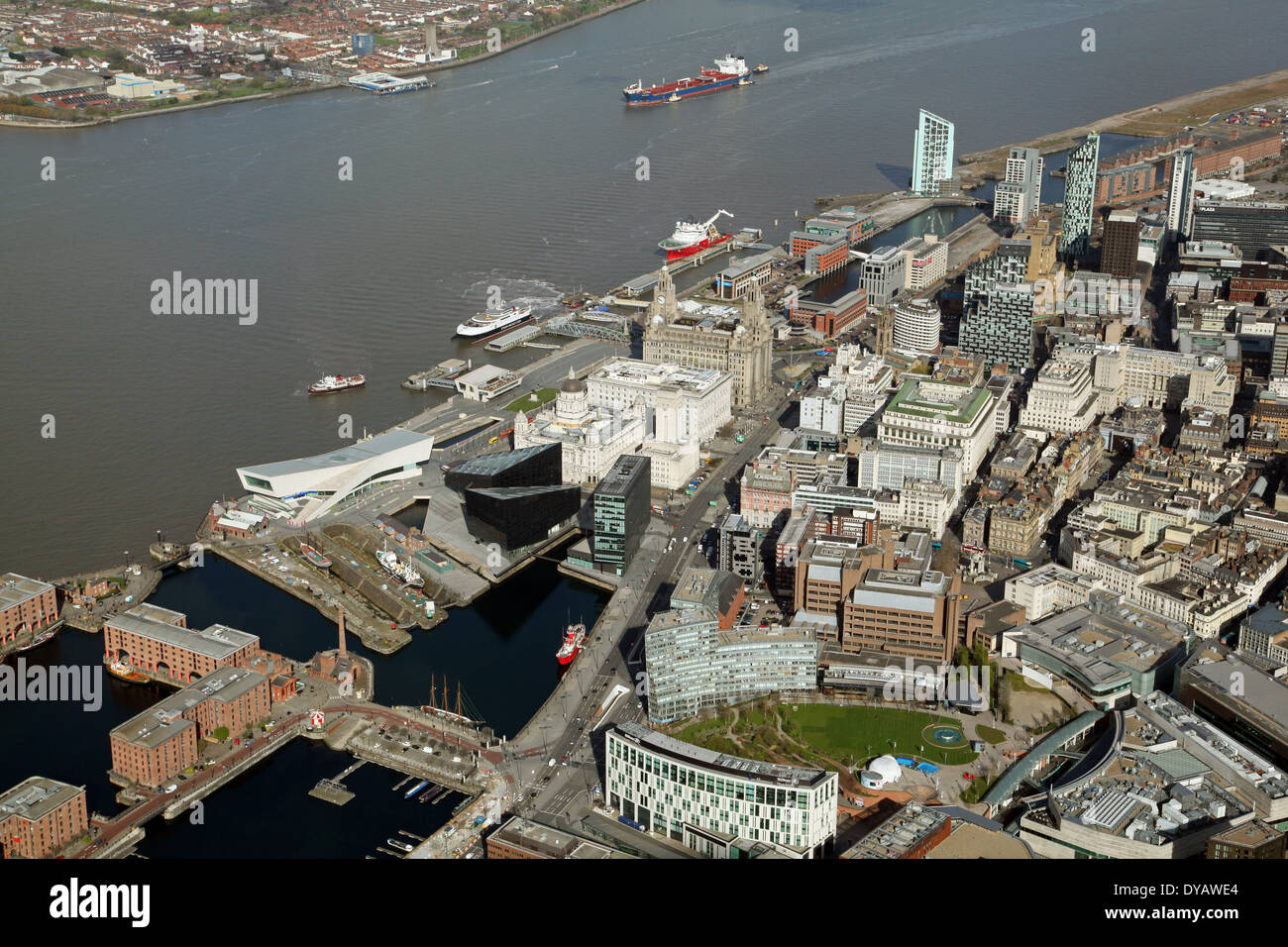 aerial view of Liverpool waterfront development area with the Liver Stock Photo 68466332 Alamy