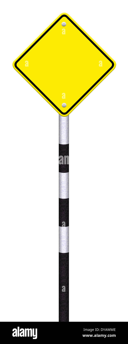 Blank yellow road sign on white background Stock Photo Alamy