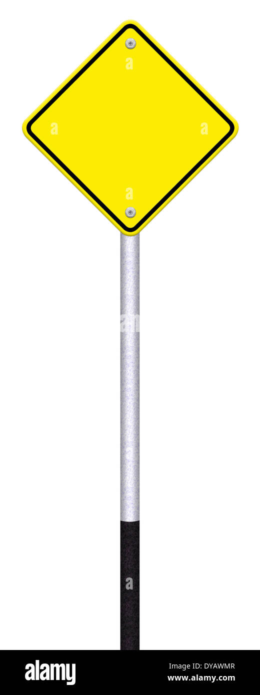 Blank yellow road sign on white background Stock Photo Alamy