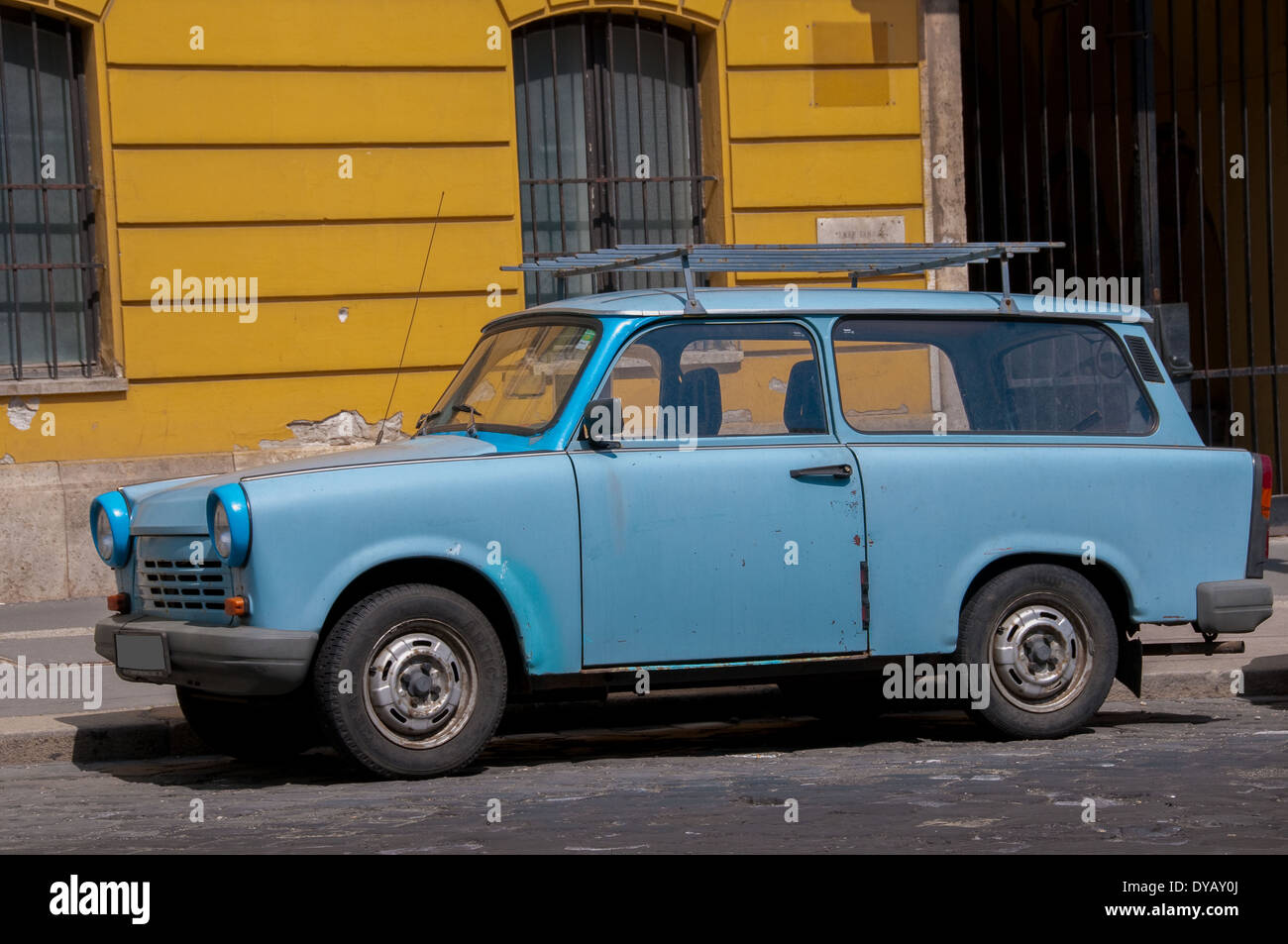 Trabant Car on the streets of Budapest Stock Photo