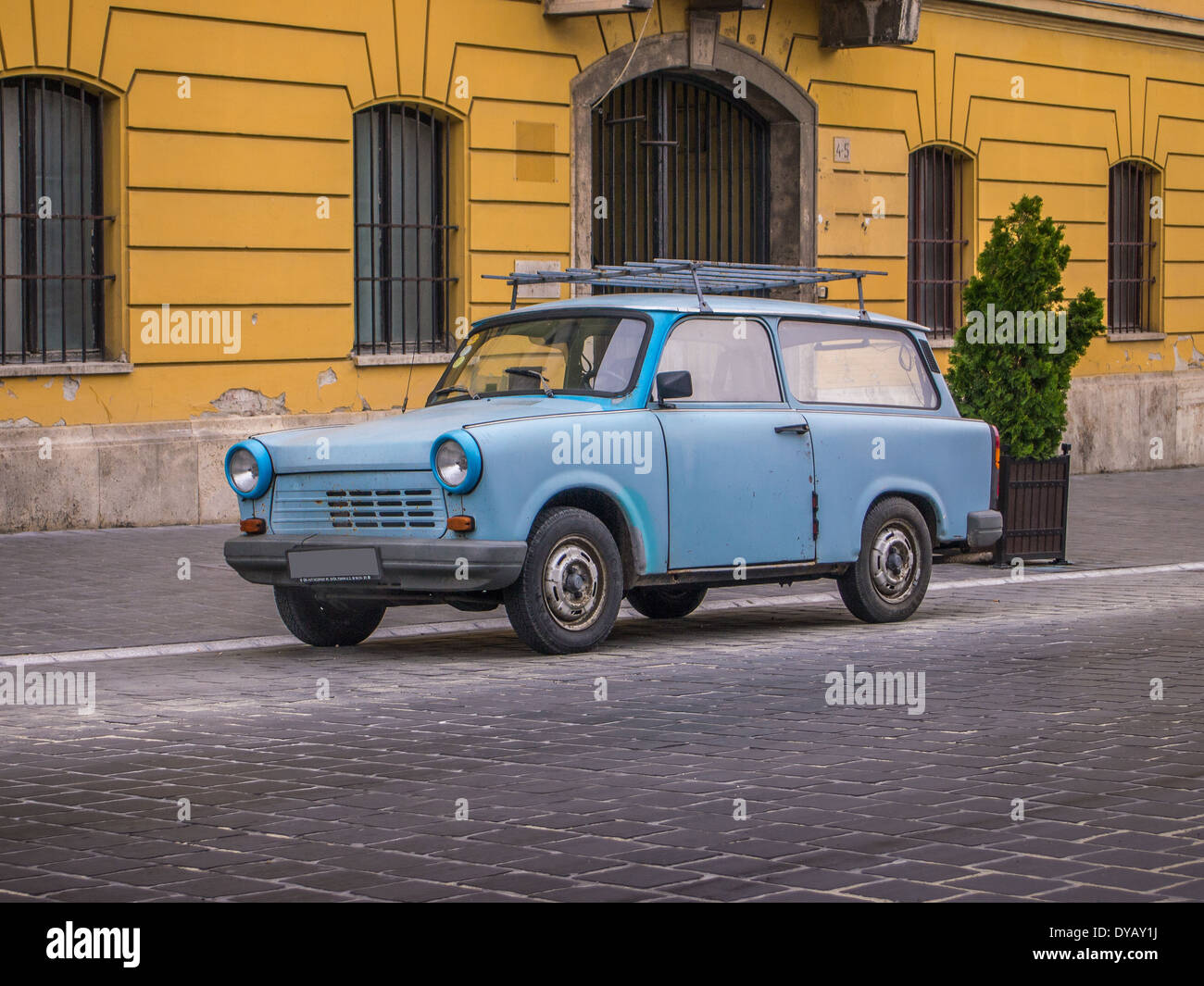 Trabant Car on the streets of Budapest Stock Photo