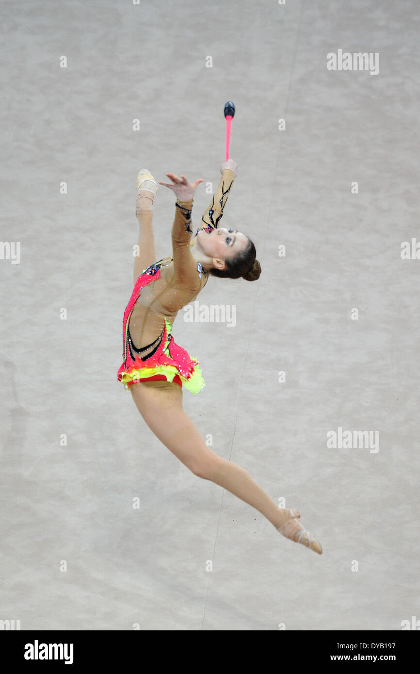 Pesaro, Italy. 12th Apr, 2014. The FIG Rhythmic Gymnastic World Cup Series. Yun Hee Gim of Korea in action. Credit:  Action Plus Sports/Alamy Live News Stock Photo