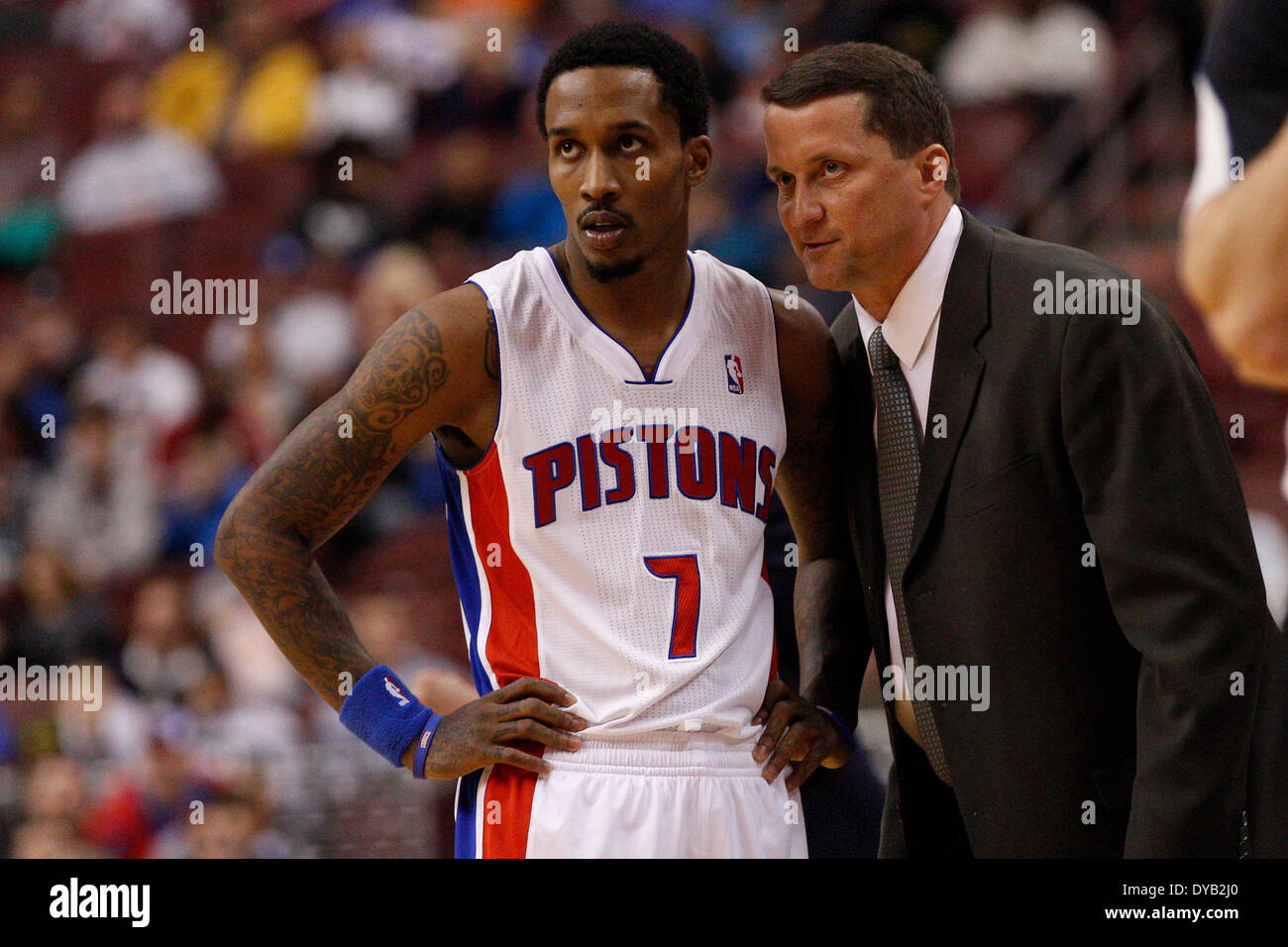 March 29, 2014 Detroit Pistons head coach John Loyer looks on with