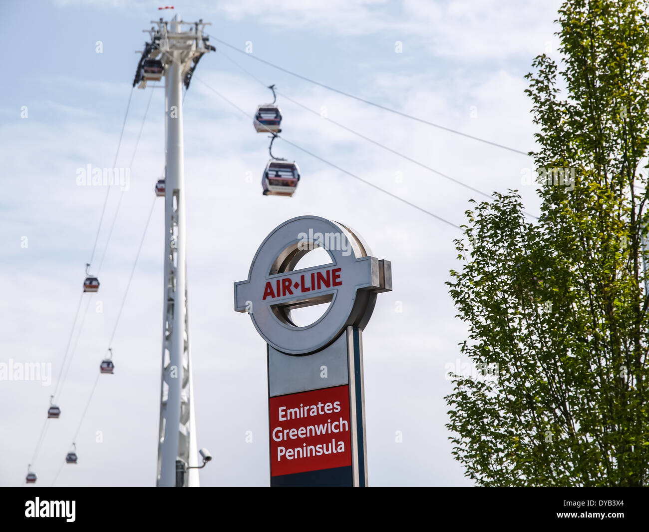 Emirates AirLine Cable Car's near the Emirates Greenwich Peninsula station Stock Photo Alamy