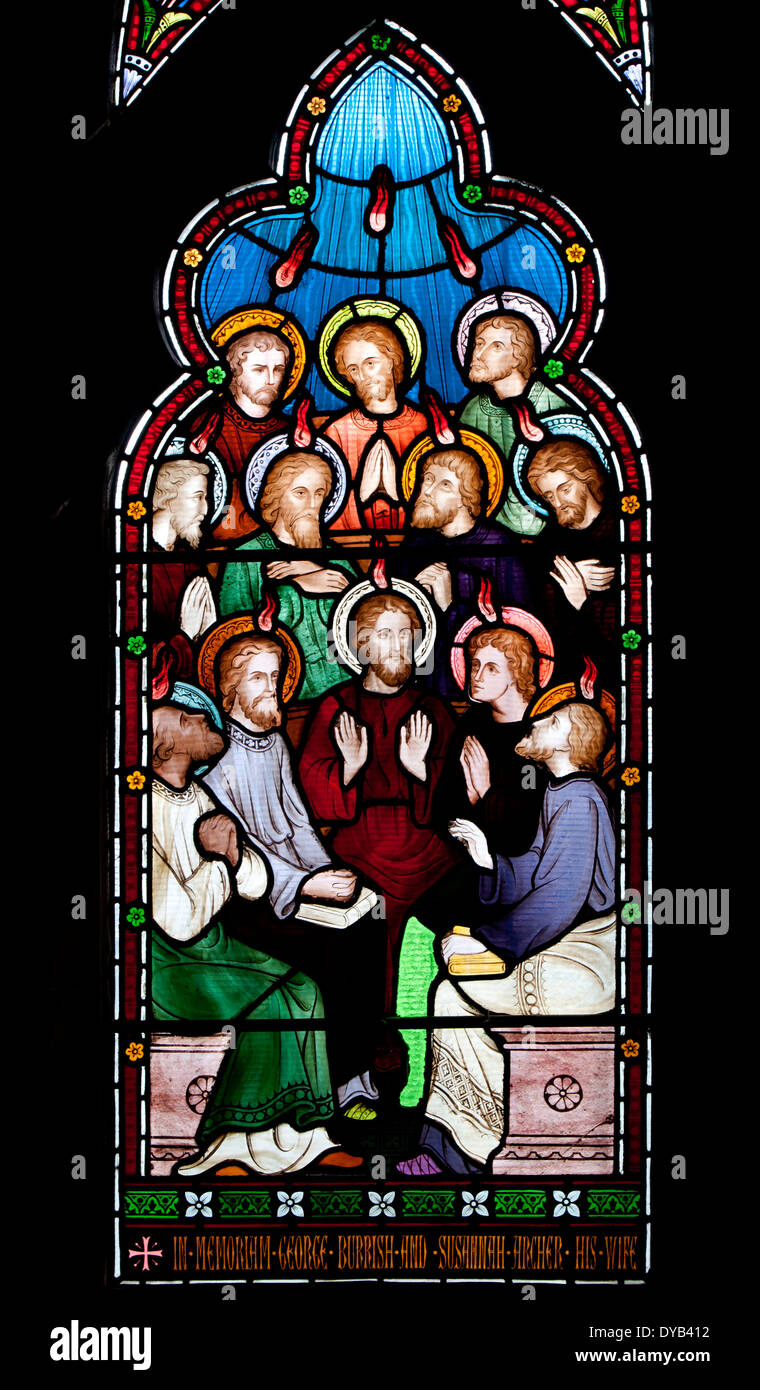 Jesus and disciples stained glass, St. Nicholas Church, Droitwich Spa