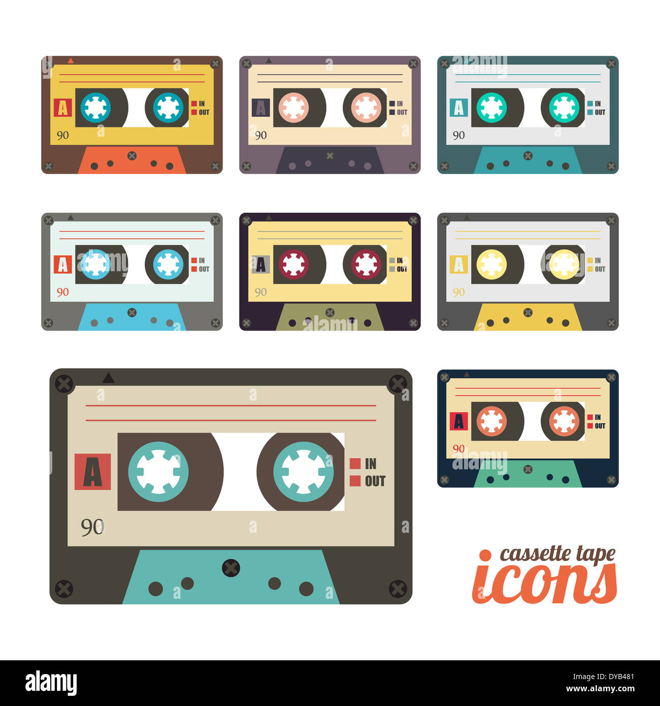 set of retro cassette tape icons Stock Photo - Alamy