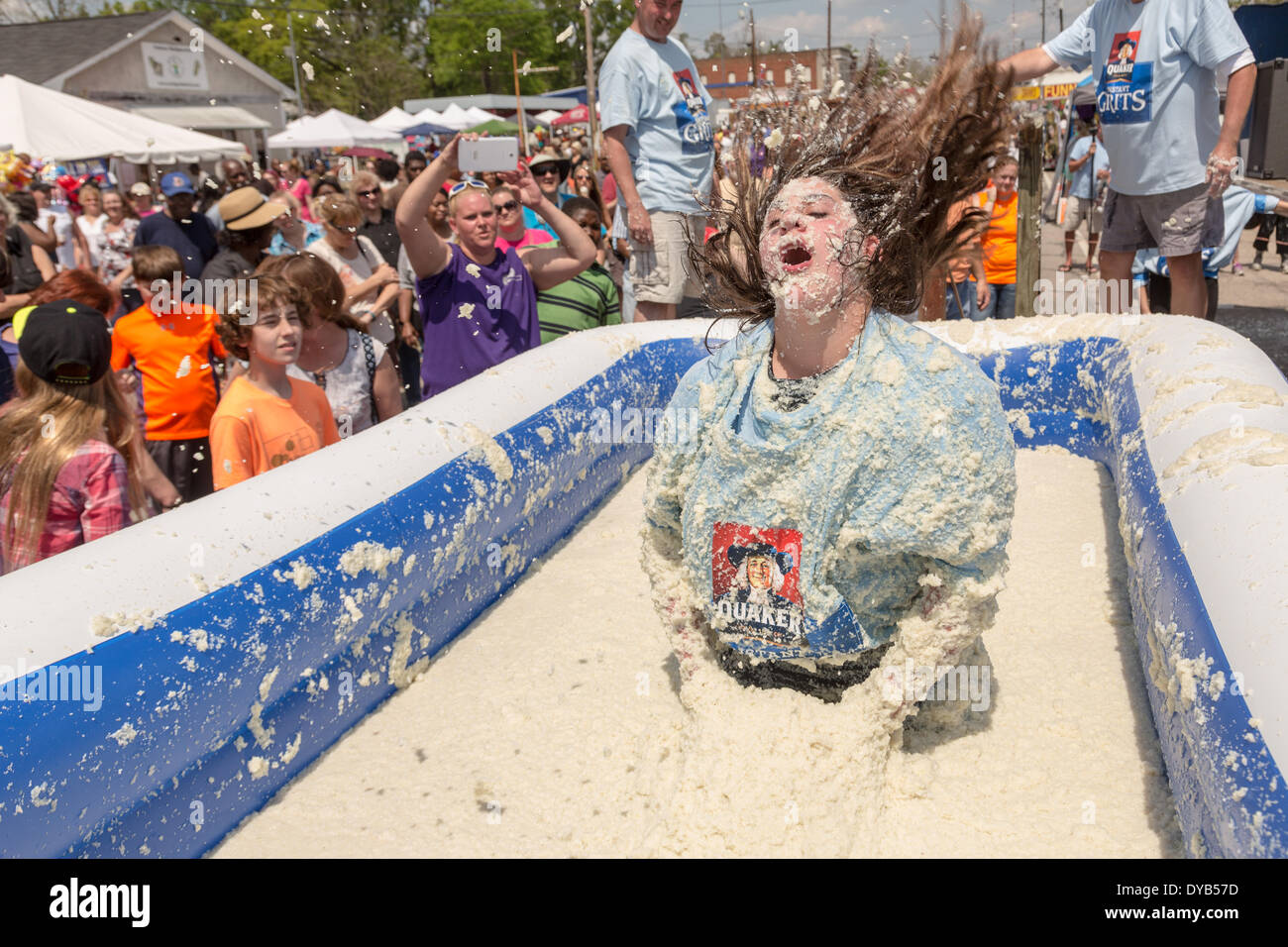 St. South Carolina, USA. 12th Apr, 2014. A girl rolls in a vat