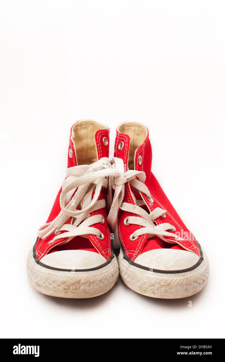 Red canvas sneakers Stock Photo - Alamy