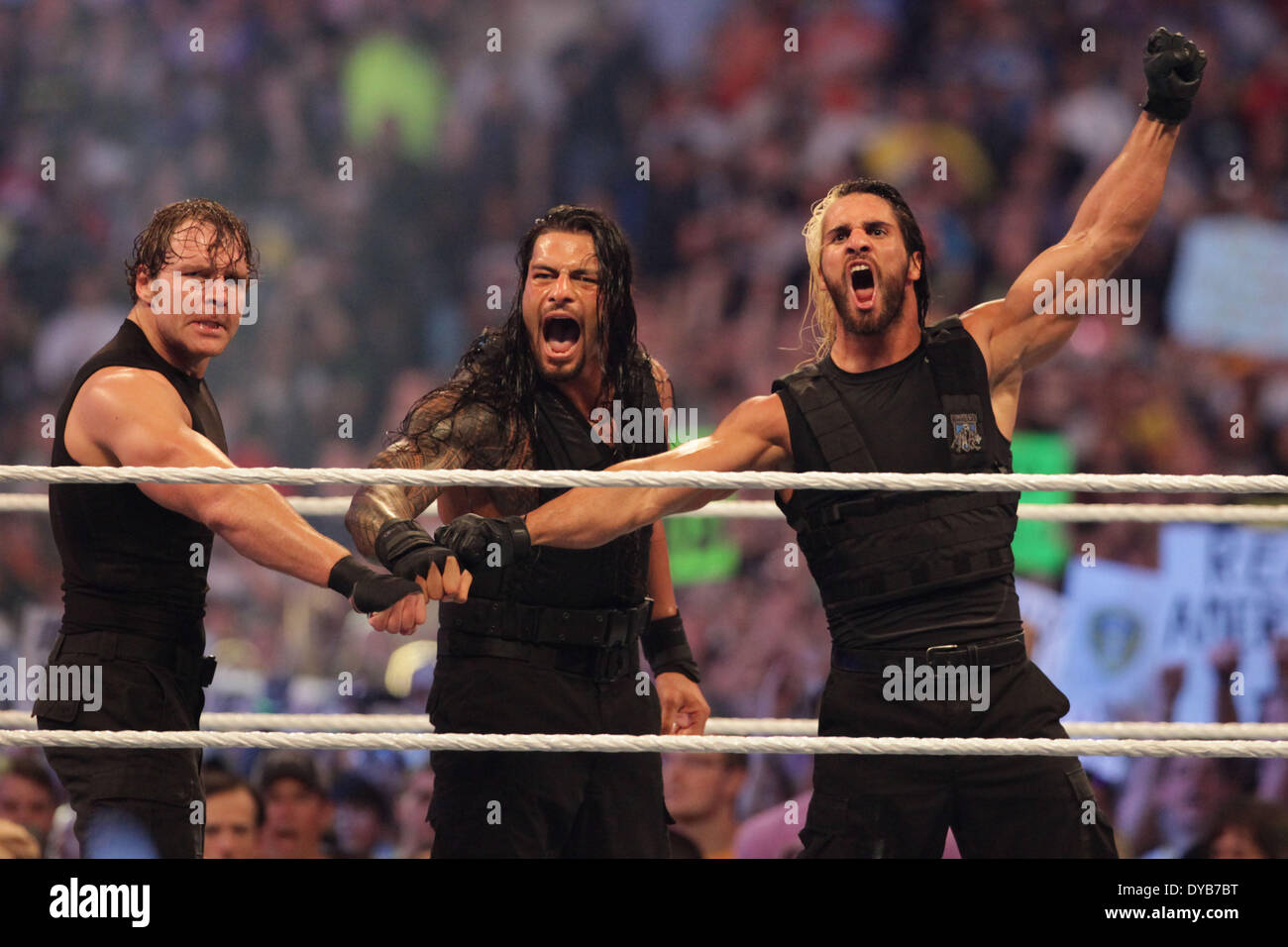 Roman reigns dean ambrose seth rollins hires stock photography and