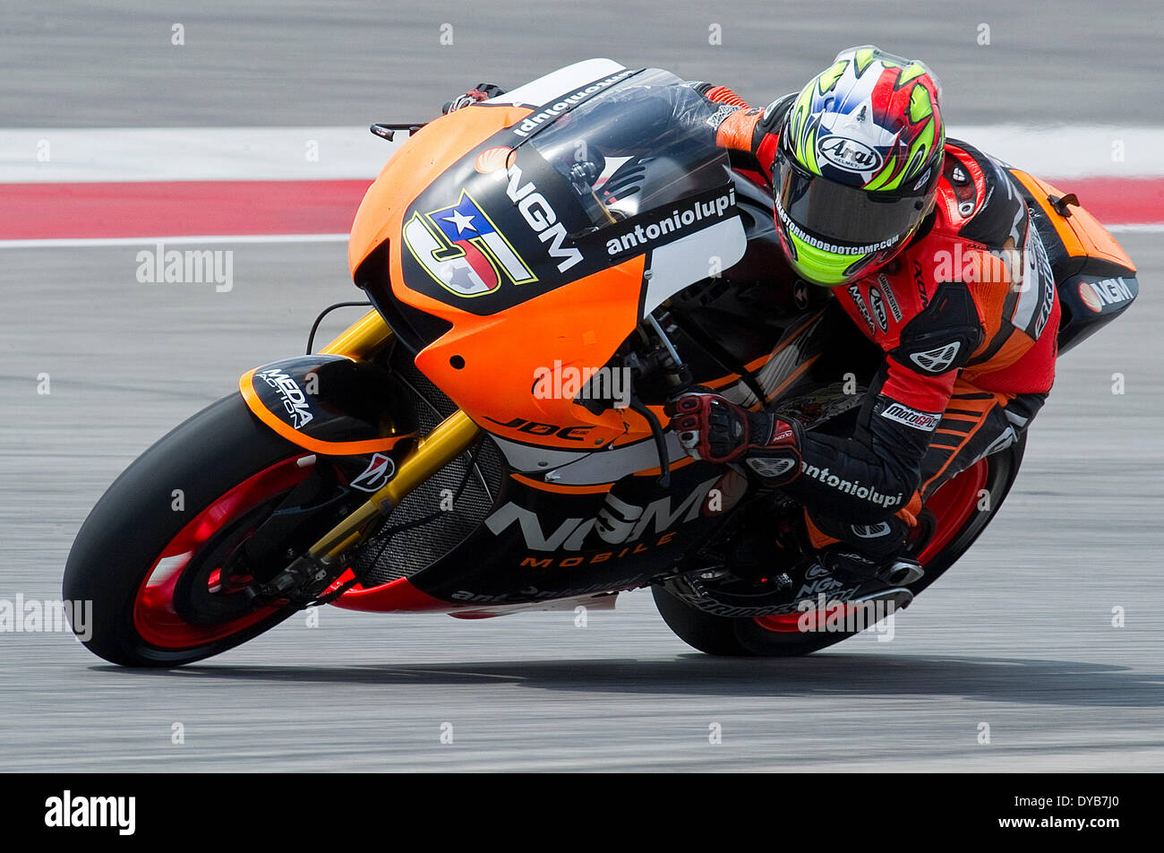 Austin, Texas, USA. 12th Apr, 2014. April 12, 2014: MotoGP Colin Edwards #05 with NGM Forward Racing at the Red Bull Grand Prix of the Americas. Austin, Texas. Credit:  csm/Alamy Live News Stock Photo