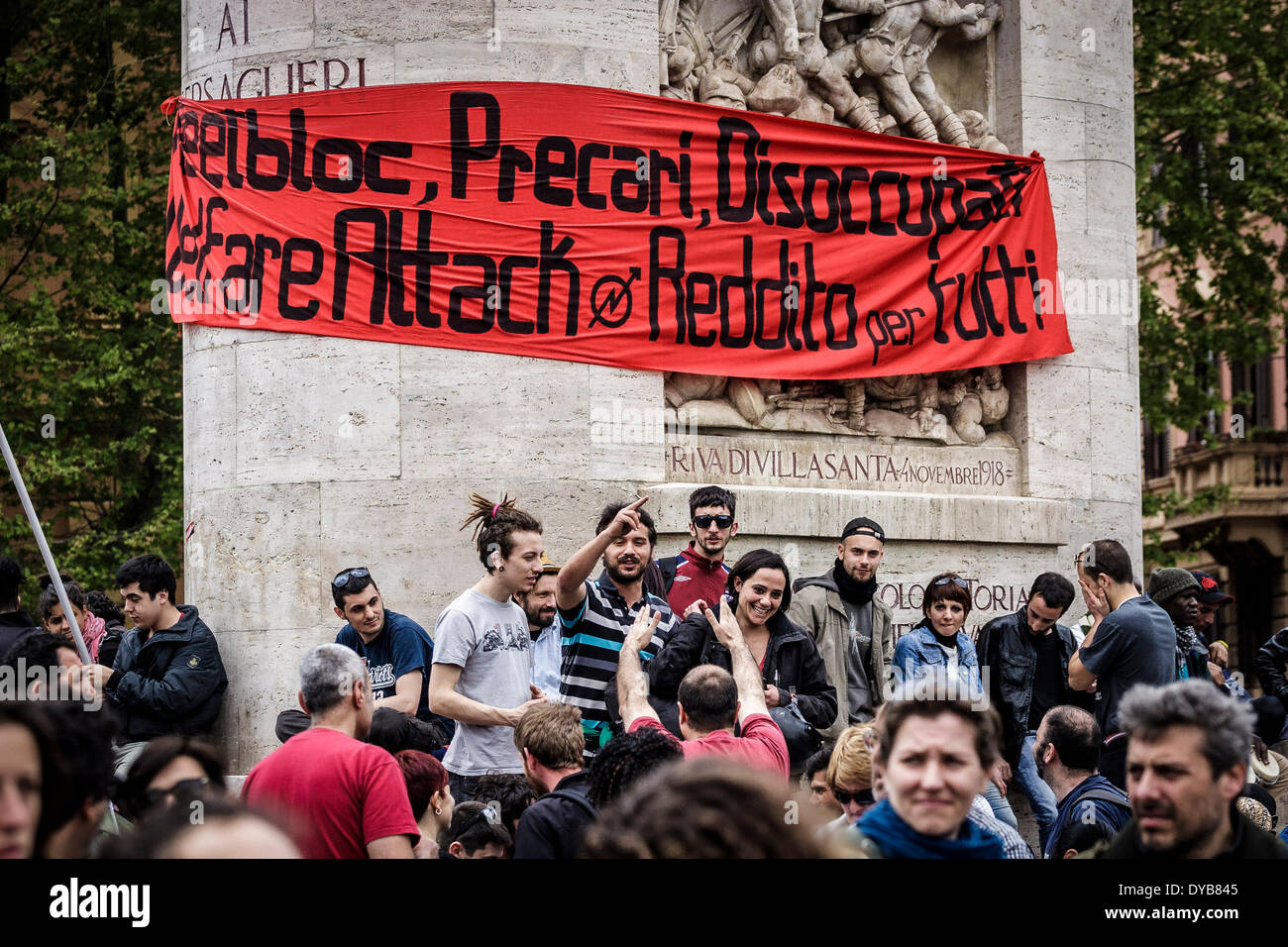 Rome Italy 12th Apr 2014 Several Thousands Of Protesters Gather On