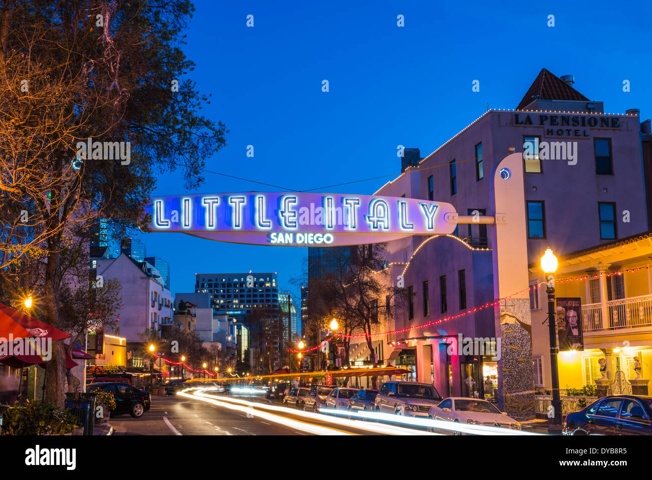 Little Italy Sign located on India Street. San Diego, California, United States. Stock Photo
