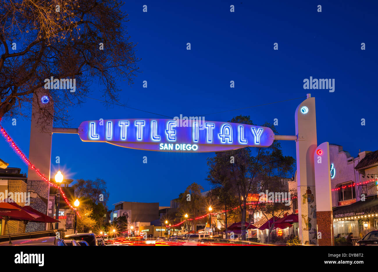 Little Italy Sign located on India Street. San Diego, California