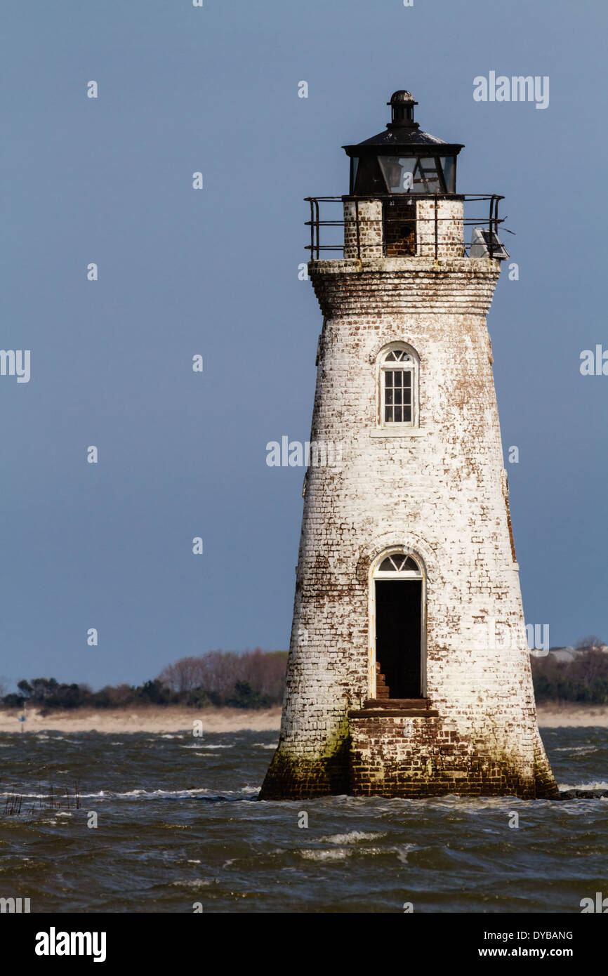 Cockspur Island Lighthouse on the Savannah River in Georgia. Stock Photo