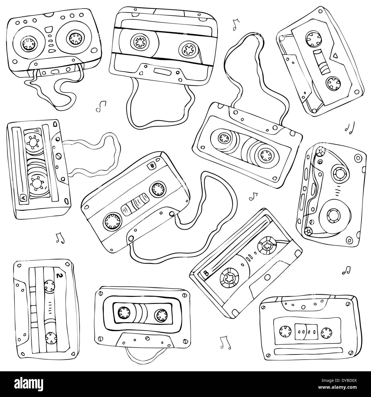 Set of retro cassette tapes Stock Photo