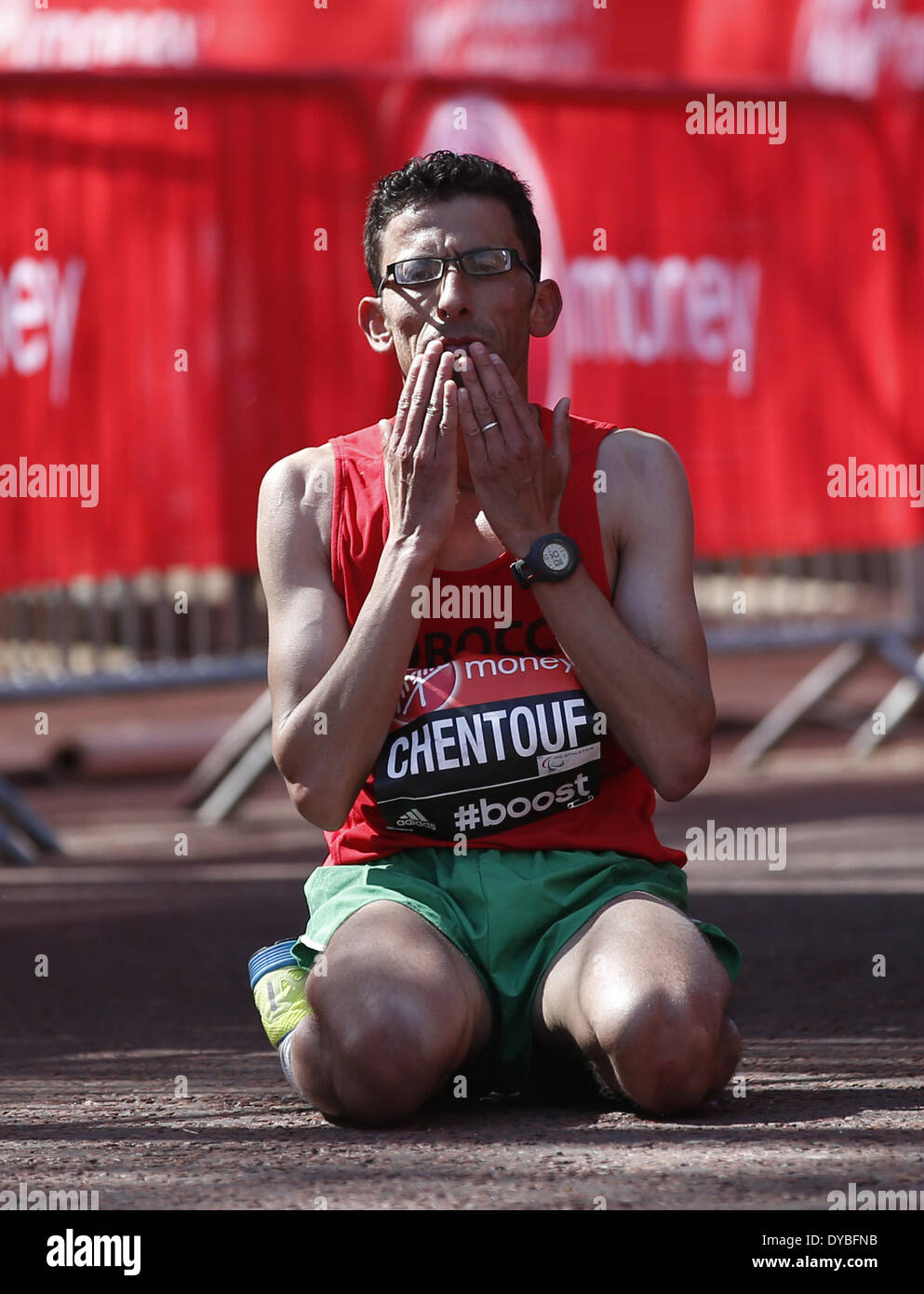 London, UK. 13th Apr, 2014. Moroccan paraathlete El Amin Chentouf