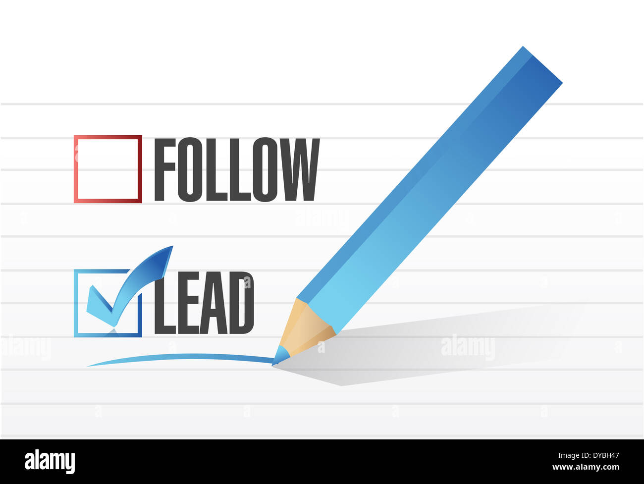 lead over follow. check mark selection. illustration design Stock Photo ...