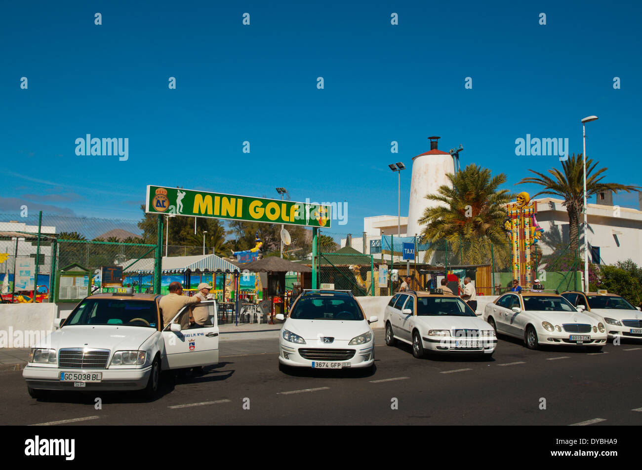 Taxis, Avenida de las Playas main street, Puerto del Carmen, Lanzarote, Canary Islands, Spain, Europe Stock Photo