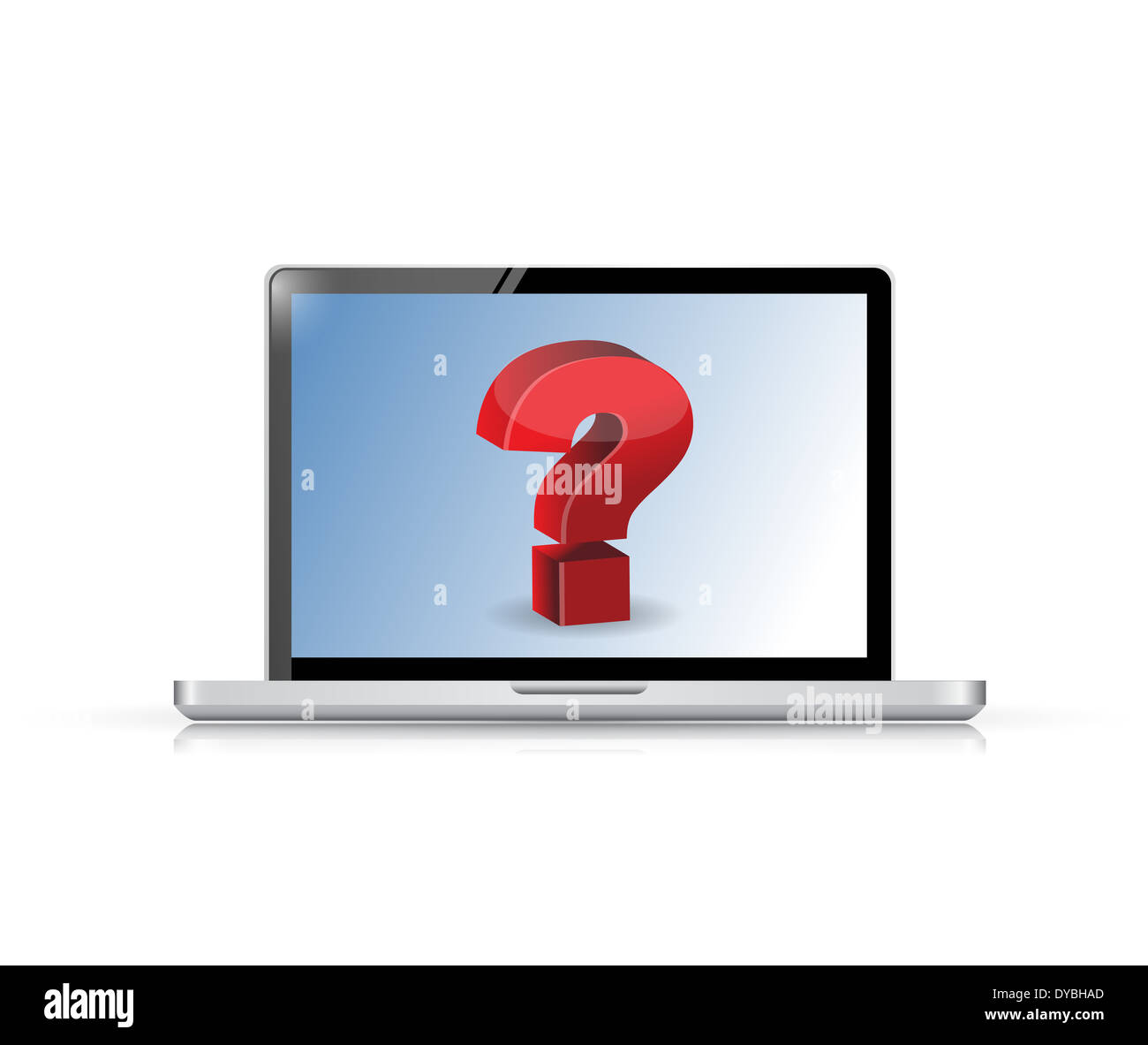Question Concept, on a laptop illustration design over white Stock ...