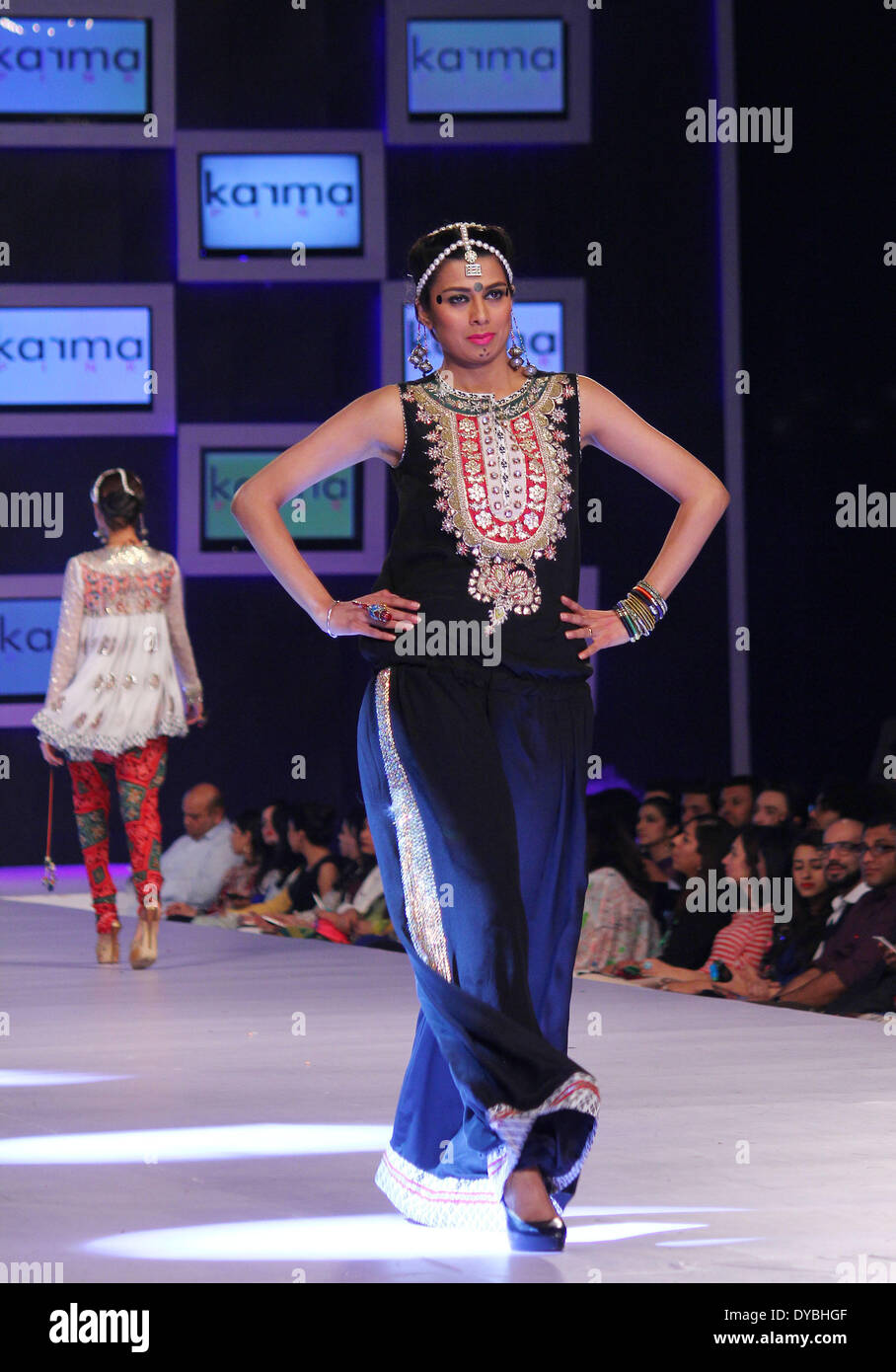 LAHORE, PAKISTAN-APRIL 12 : Pakistani Models present creations by ...