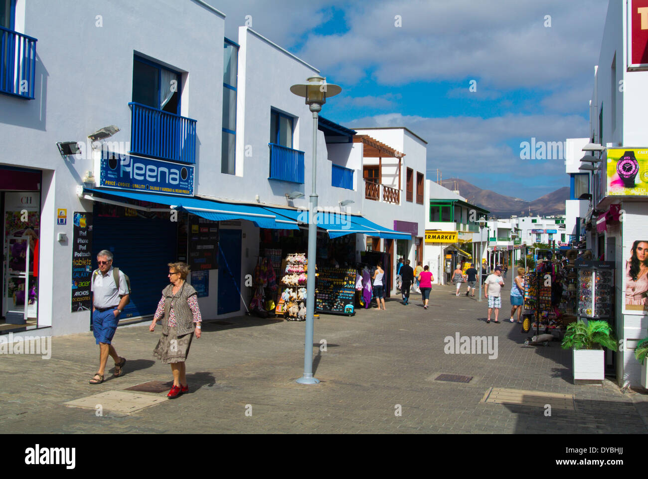 Calle Limones street, Playa Blanca, Lanzarote, Canary Islands, Spain,  Europe Stock Photo - Alamy