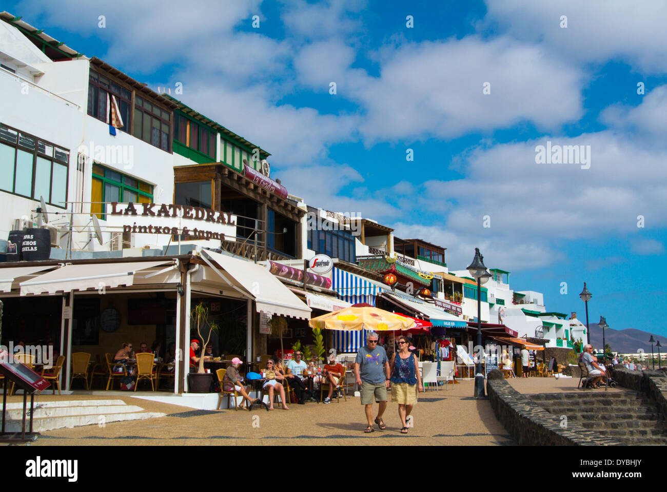 Avenida Maritima seaside promenade, Playa Blanca, Lanzarote, Canary Islands, Spain, Europe Stock Photo