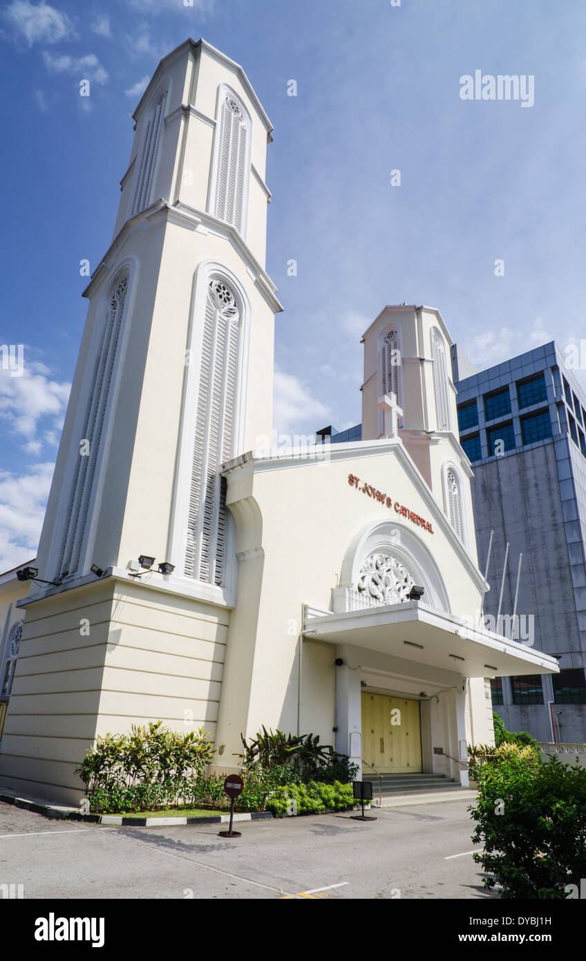 Twin spires of the Catholic St John's Cathedral in Kuala Lumpur, Malaysia Stock Photo