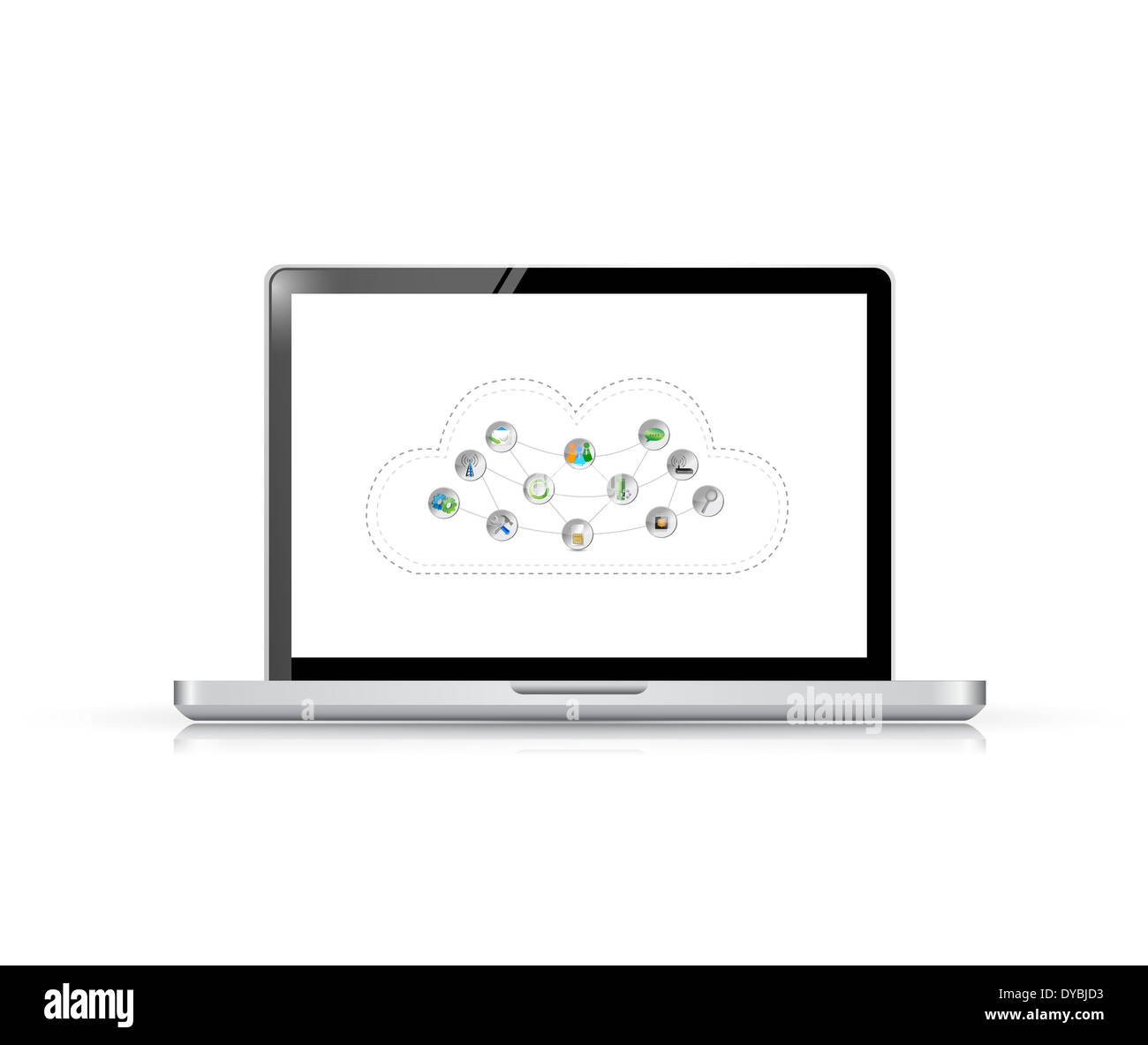 laptop cloud computing tools illustration tools over white Stock Photo Alamy