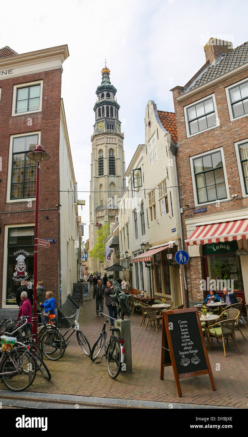 Center and Lange Jan tower in Middelburg, capital of Zeeland province, the Netherlands. Stock Photo