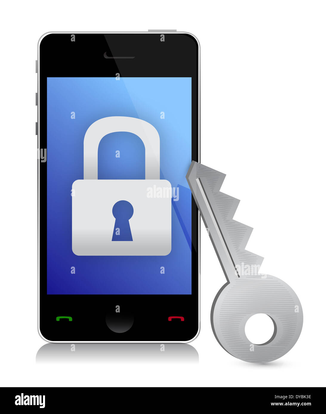 lock tablet and key illustration design over a white background Stock ...