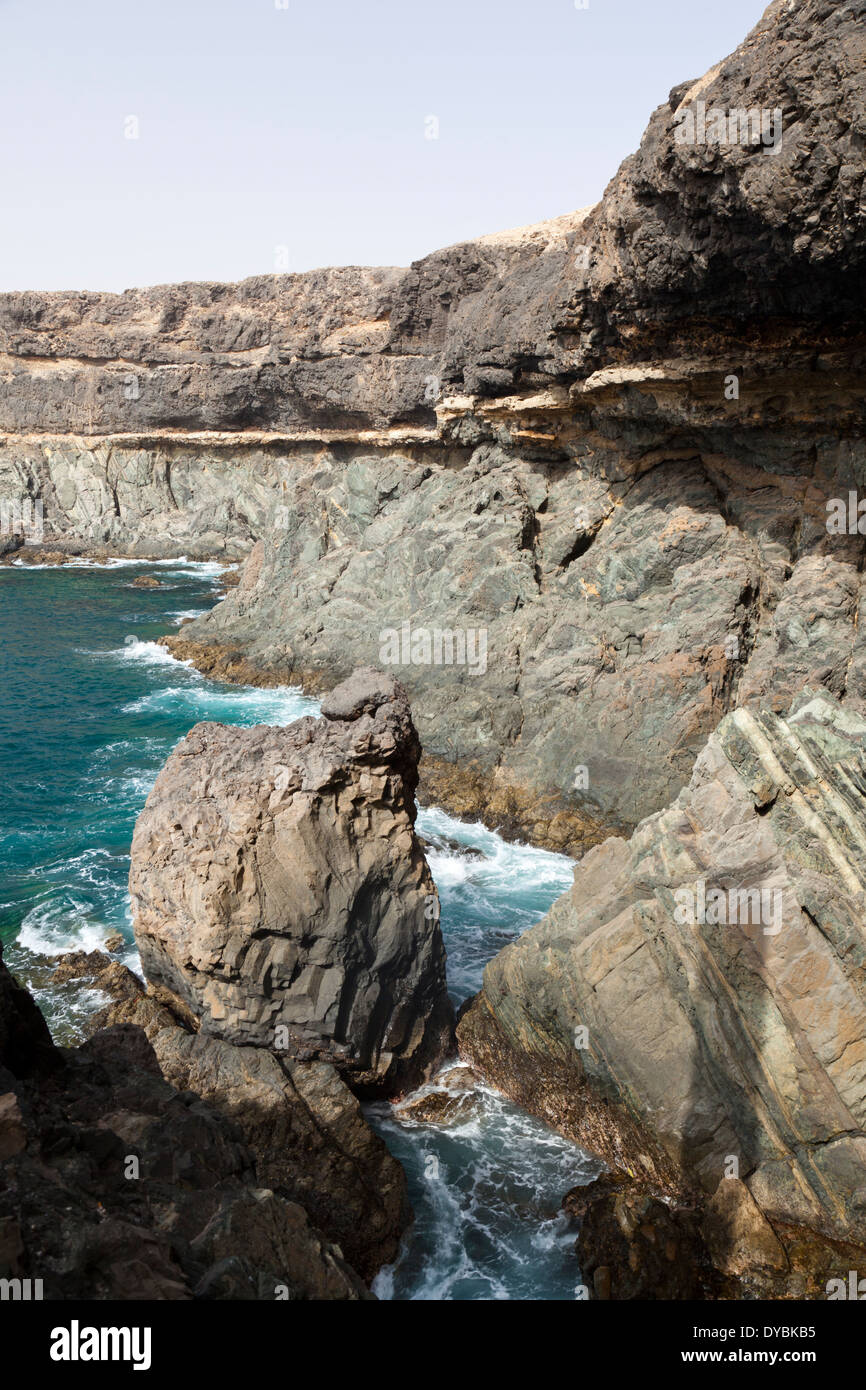 Pirate caves and cliffs near Ajuy, Fuerteventura. Stock Photo