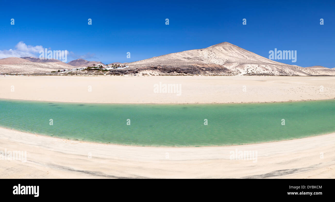 Playa de Sotavento with its beautiful lagoon during low tide. Stock Photo