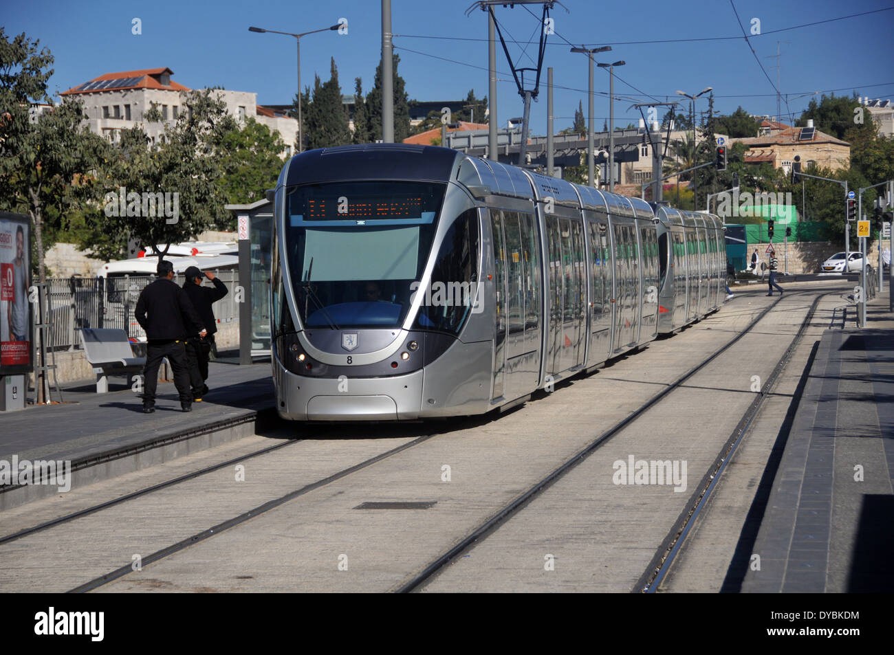 Light rail rapid transit system, Jerusalem, Israel Stock Photo