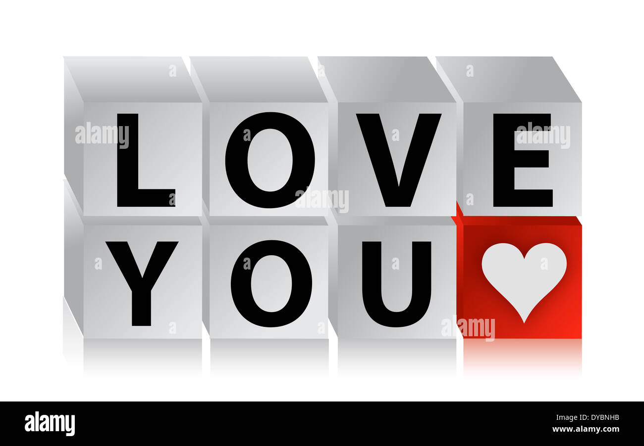 3D Love Button cube text over white background illustration Stock Photo ...