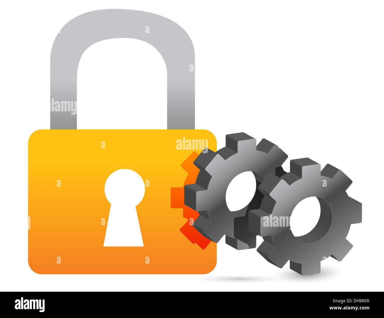 lock and industrial gears illustration over white Stock Photo - Alamy