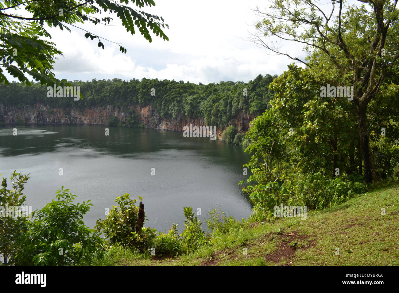 Lake Lalolalo, a volcanic crater lake in Wallis Island, Wallis and Futuna, Melanesia, South Pacific Stock Photo